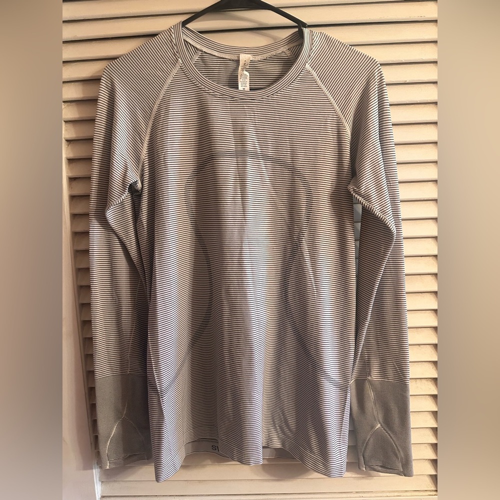 Lululemon Swiftly Tech Long Sleeve 2.0 Tempo Stripe White Black Size 8